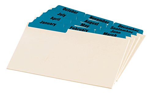 Book Cover Oxford Manila Index Card Guides with Laminated Tabs, 4 x 6 Inches, Jan-Dec, Blue (04613)