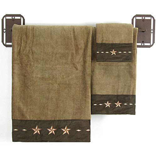 Book Cover HiEnd Accents Embroidered Star Western Towel Set, Brown