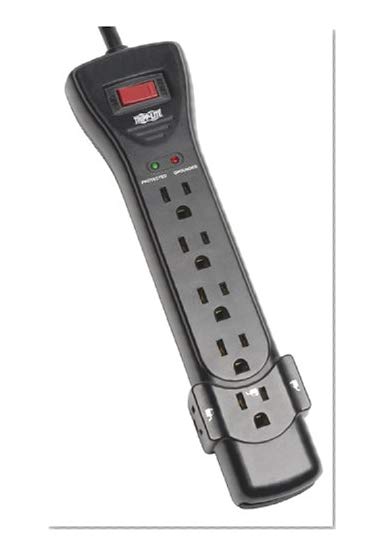 Tripp Lite 7 Outlet Surge Protector Power Strip, 7ft Cord, Right Angle Plug, 2160 Joules, Black, & $75,000 INSURANCE (SUPER7B)