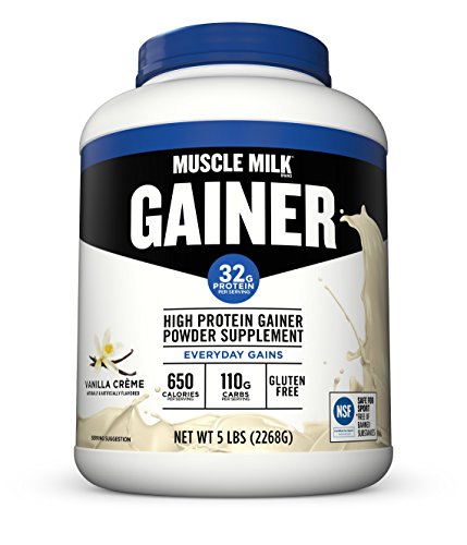 Book Cover Muscle Milk Gainer Protein Powder, Vanilla Crème, 32g Protein, 5 Pound