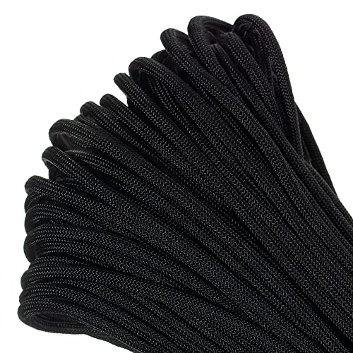 Paracord Planet - Genuine Type III 550 Paracord Nylon Colors Multiple Sizes – 550 LB Tensile Strength (Black, 100 feet)