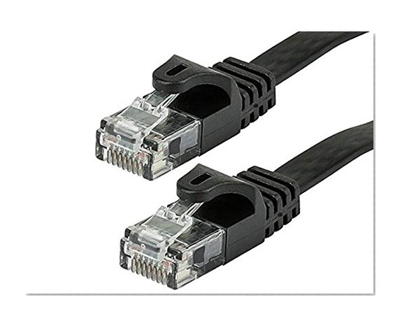 Book Cover Monoprice Cat5e Ethernet Patch Cable - Network Internet Cord - RJ45, Flat,Stranded, 350Mhz, UTP, Pure Bare Copper Wire, 30AWG, 1ft, Black