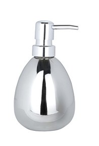 WENKO Polaris Ceramic Soap Dispenser, Countertop, Pump Bottle for Kitchen and Bathroom, 0,1 Gal, Dimensions (W x H x D): 3.94 x 6.50 x 3.7 in, Chrom