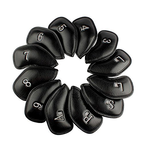 CRAFTSMAN GOLF 12pcs Thick Synthetic Leather Golf Iron Head Covers Set Headcover Fit All Brands Callaway, Ping, Taylormade, Cobra,Etc.