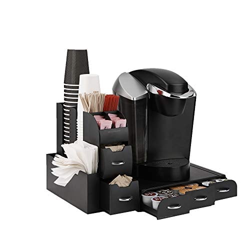 Book Cover Mind Reader Organizer Coffee Pod Drawer and Condiment, 2 Piece, Black