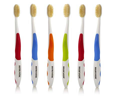 MOUTHWATCHERS Soft Flossing Toothbrushes for Adults, Value 6 Pack, Ultra Clean Manual Toothbrush Set for Sensitive Teeth & Gums, by Dr. Plotka, Assorted Colors