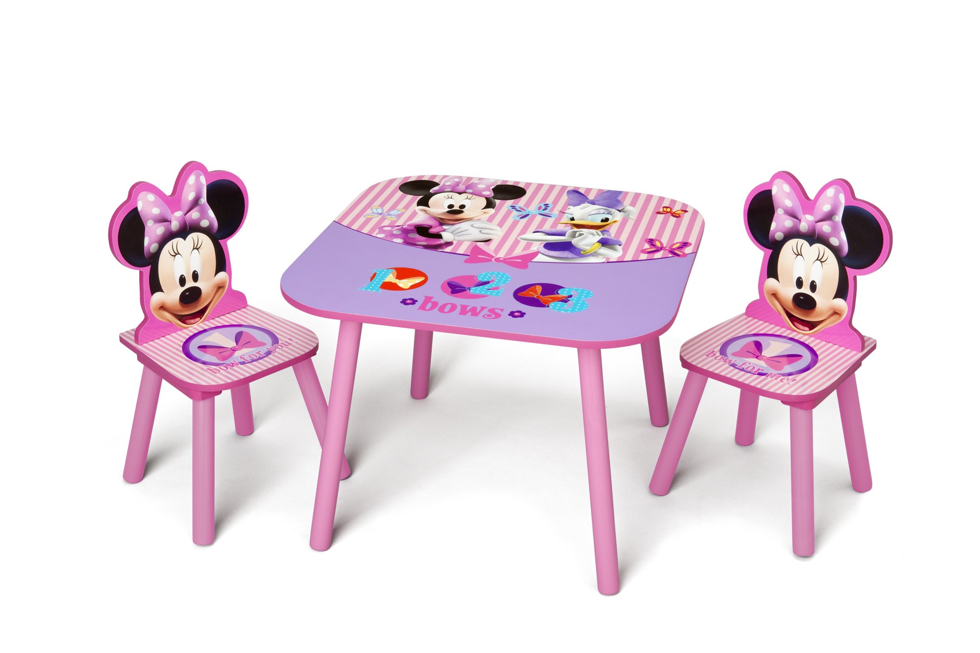 Delta Children Kids Table and Chair Set (2 Chairs Included) - Ideal for Arts & Crafts, Snack Time, Homeschooling, Homework & More, Disney Minnie Mouse Minnie Mouse 3-Piece Set