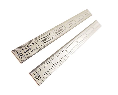 PEC Tools USA 12" Flexible Stainless 5R Machinist Engineer Ruler / Rule 1/64, 1/32, 1/10, 1/100