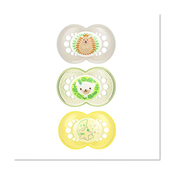 MAM Pacifiers, Baby Pacifier 6+ Months, Best Pacifier for Breastfed Babies, "Day & Night" Design Collection, Unisex, 3-Count