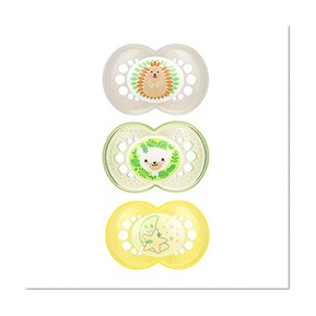 MAM Pacifiers, Baby Pacifier 6+ Months, Best Pacifier for Breastfed Babies, "Day & Night" Design Collection, Unisex, 3-Count