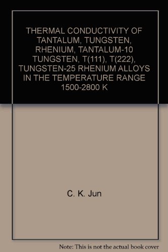 THERMAL CONDUCTIVITY OF TANTALUM, TUNGSTEN, RHENIUM, TANTALUM-10 TUNGSTEN, T(111), T(222), TUNGSTEN-25 RHENIUM ALLOYS IN THE TEMPERATURE RANGE 1500-2800 K