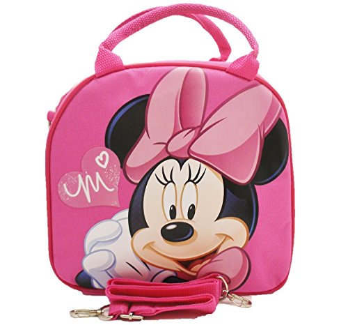 Book Cover 1 X Disney Minnie Mouse Lunch Box Bag with Shoulder Strap and Water Bottle