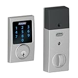 Schlage Z-Wave Connect Century Touchscreen Deadbolt with Built-In Alarm, Satin Chrome, BE469 CEN 626, Works with Alexa via SmartThings, Wink or Iris