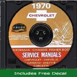 1970 Chevrolet Chevelle Camaro ChevyII Corvette El Camino Repair Shop Service Manual (with Decal)