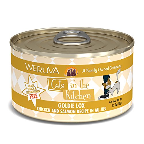 Weruva Cats in the Kitchen, Goldie Lox with Chicken & Salmon Au Jus Cat Food, 3.2oz Can (Pack of 24)