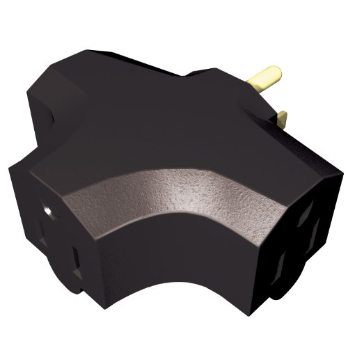 Stanley 30309 Heavy Duty Triangle Tap,  Grounded 3-Outlet Adapter, Black