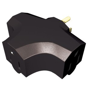 Stanley 30309 Heavy Duty Triangle Tap,  Grounded 3-Outlet Adapter, Black