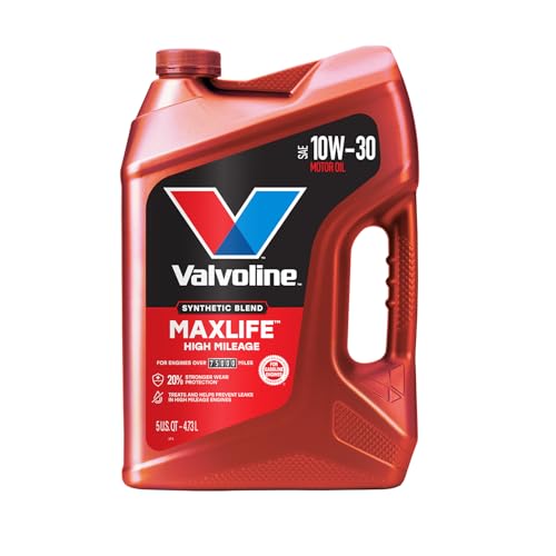 Valvoline 881161 High Mileage with MaxLife Technology SAE 10W-30 Synthetic Blend Motor Oil 5 QT
