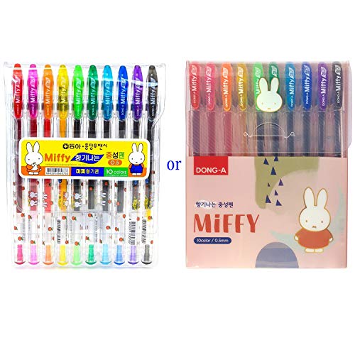 Dong-A Miffy Bunny Gel Ink Scented Rollerball Pens, 0.5mm, 10 Color Set