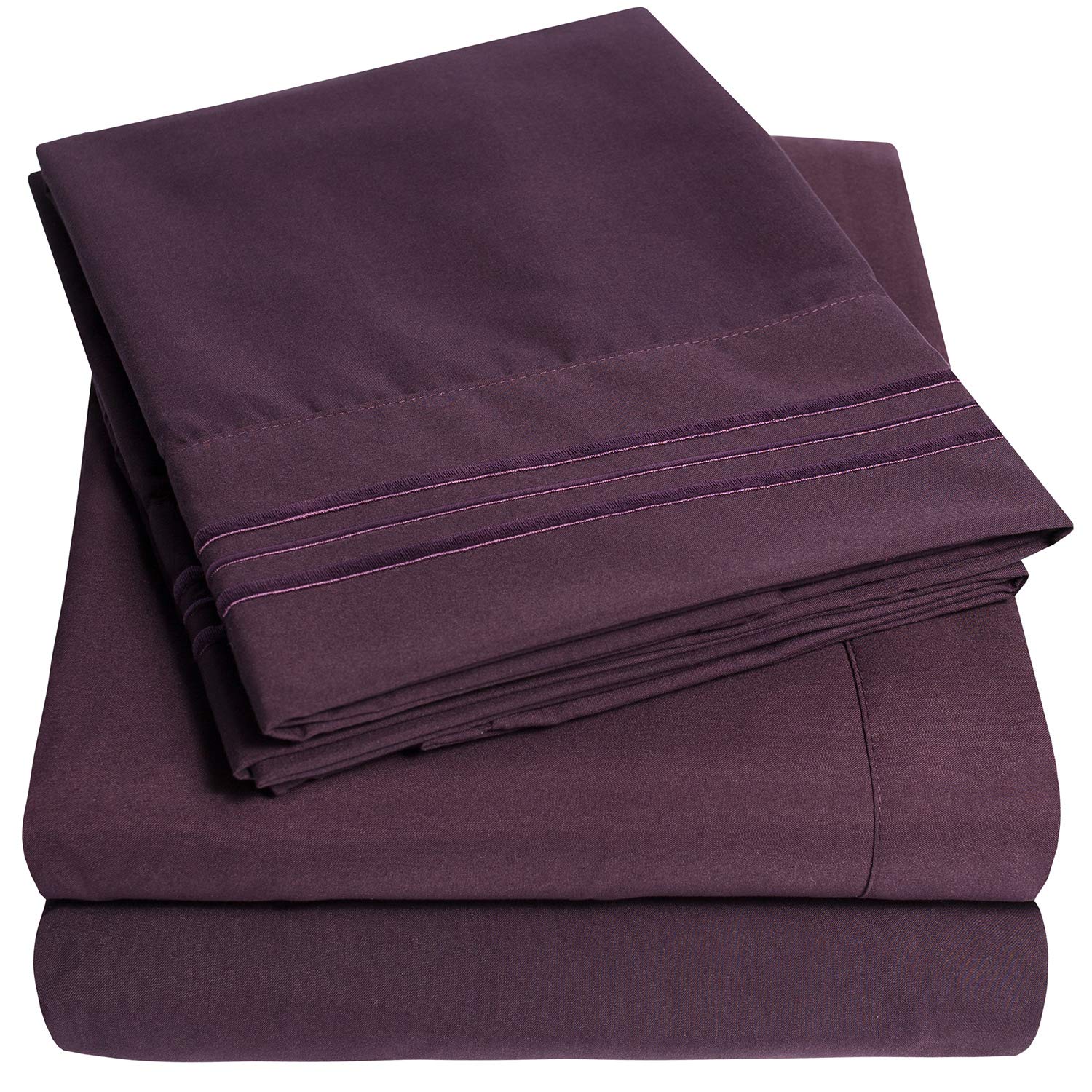 Book Cover 1500 Supreme Collection Bed Sheet Set - Extra Soft, Elastic Corner Straps, Deep Pockets, Wrinkle & Fade Resistant Hypoallergenic Sheets Set, Luxury Hotel Bedding, Queen, Purple Queen Purple