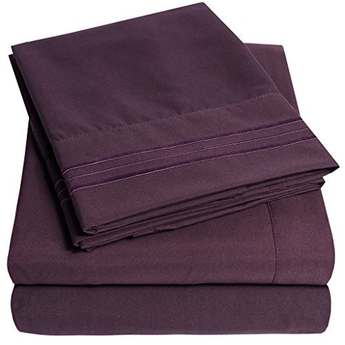 Book Cover 1500 Supreme Collection Extra Soft King Sheets Set, Purple - Luxury Bed Sheets Set with Deep Pocket Wrinkle Free Hypoallergenic Bedding, Over 40 Colors, King Size, Purple