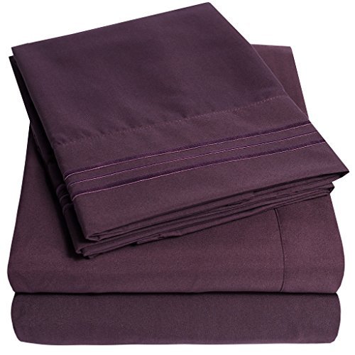 1500 Supreme Collection Extra Soft King Sheets Set, Purple - Luxury Bed Sheets Set with Deep Pocket Wrinkle Free Hypoallergenic Bedding, Over 40 Colors, King Size, Purple