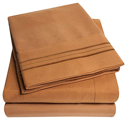 1500 Supreme Collection Bed Sheet Set - Extra Soft, Elastic Corner Straps, Deep Pockets, Wrinkle & Fade Resistant Hypoallergenic Sheets Set, Luxury Hotel Bedding, King, Mocha