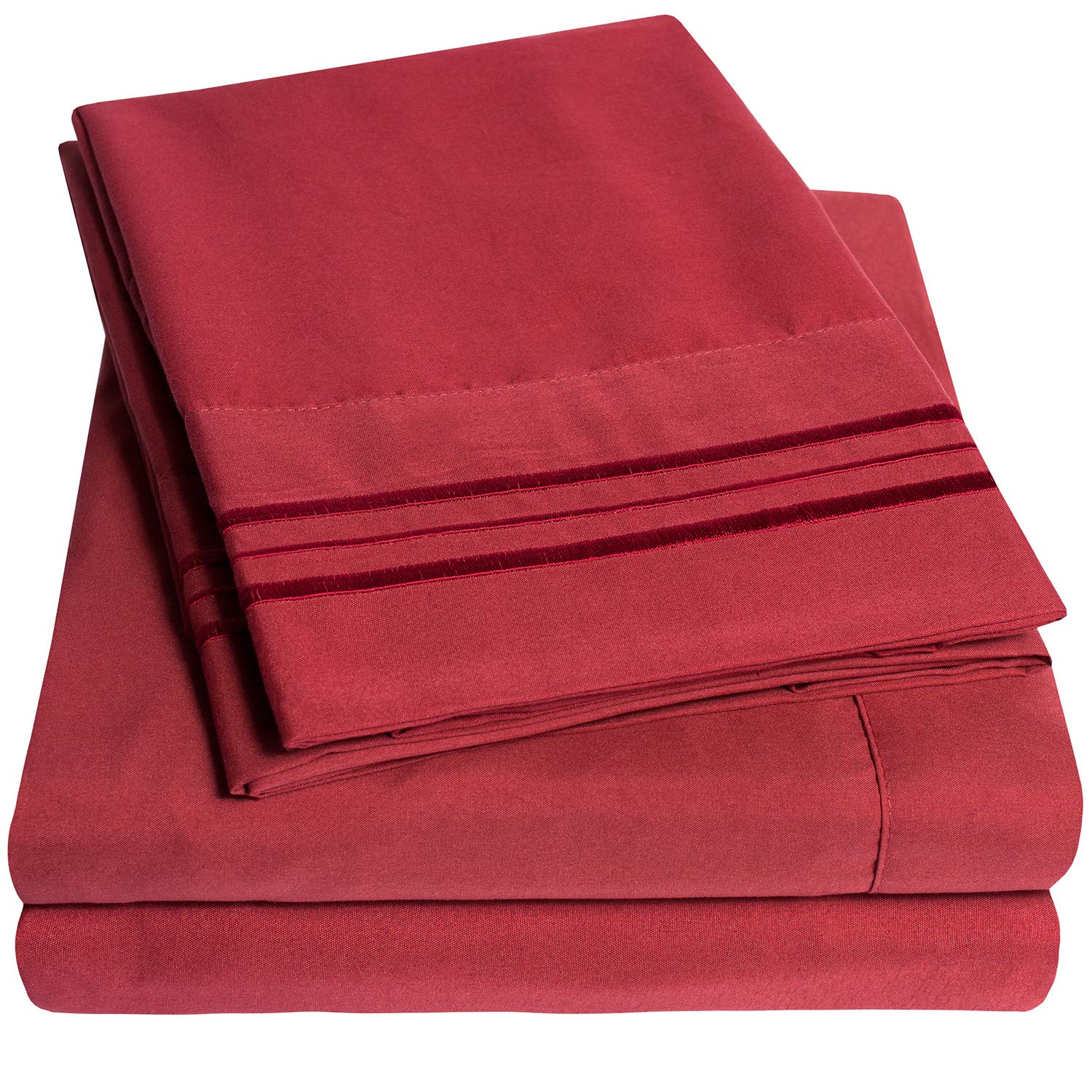Book Cover 1500 Supreme Collection Bed Sheet Set - Extra Soft, Elastic Corner Straps, Deep Pockets, Wrinkle & Fade Resistant Sheets Set, Luxury Hotel Bedding, King, Burgundy