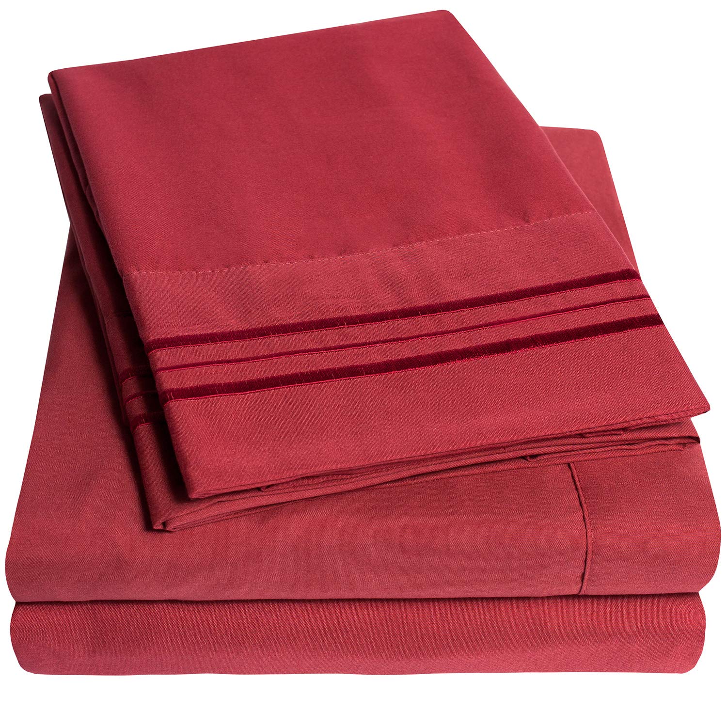 1500 Supreme Collection Bed Sheet Set - Extra Soft, Elastic Corner Straps, Deep Pockets, Wrinkle & Fade Resistant Sheets Set, Luxury Hotel Bedding, King, Burgundy