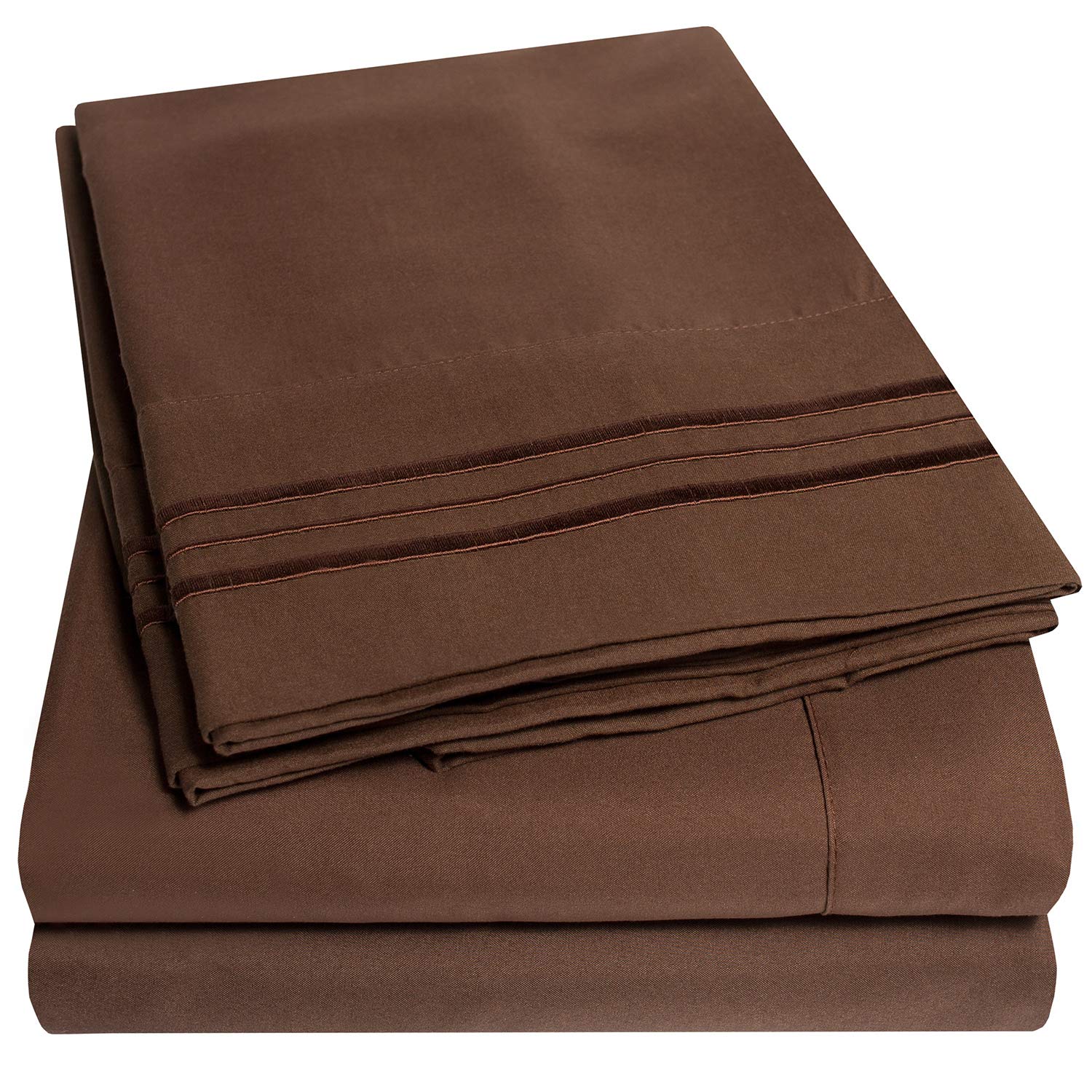 Book Cover 1500 Supreme Collection King Sheet Sets Brown - Luxury Hotel Bed Sheets and Pillowcase Set for King Mattress - Extra Soft, Elastic Corner Straps, Deep Pocket Sheets, King Brown