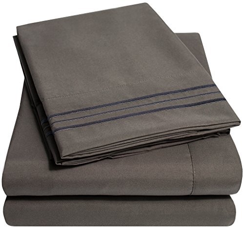 1500 Supreme Collection Extra Soft California King Sheets Set, Gray - Luxury Bed Sheets Set with Deep Pocket Wrinkle Free Hypoallergenic Bedding, Over 40 Colors, California King Size, Gray