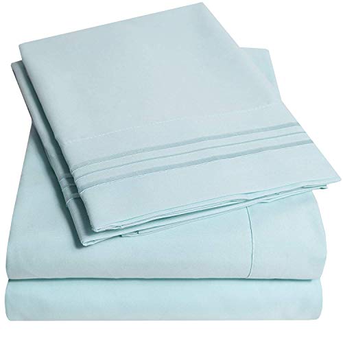 1500 Supreme Collection Bed Sheet Set - Extra Soft, Elastic Corner Straps, Deep Pockets, Wrinkle & Fade Resistant Hypoallergenic Sheets Set, Luxury Hotel Bedding, California King, Light Blue