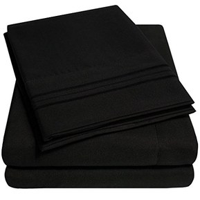1500 Supreme Collection Bed Sheet Set - Extra Soft, Elastic Corner Straps, Deep Pockets, Wrinkle & Fade Resistant Sheets Set, Luxury Hotel Bedding, Queen, Black