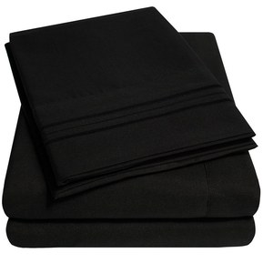 1500 Supreme Collection King Sheet Sets Black - Luxury Hotel Bed Sheets and Pillowcase Set for King Mattress - Extra Soft, Elastic Corner Straps, Deep Pocket Sheets, King Black