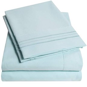 1500 Supreme Collection Bed Sheet Set - Extra Soft, Elastic Corner Straps, Deep Pockets, Wrinkle & Fade Resistant Sheets Set, Luxury Hotel Bedding, King, Light Blue