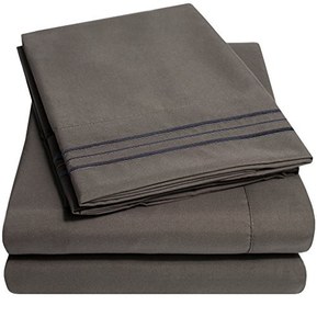 1500 Supreme Collection Extra Soft California King Sheets Set, Gray - Luxury Bed Sheets Set with Deep Pocket Wrinkle Free Hypoallergenic Bedding, Over 40 Colors, California King Size, Gray