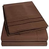 Sweet Home Collection 1500 Supreme Premium Quality Bed Sheet Set Deep Pocket Wrinkle Free Hypoallergenic Bedding, California King, Brown