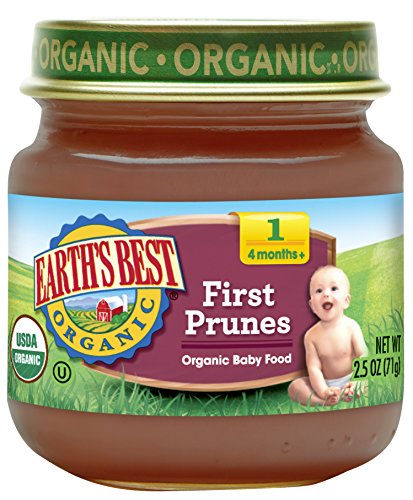 Earth's Best Organic Stage 1 Baby Food, Prunes, 2.5 Ounce Jars, Pack of 12