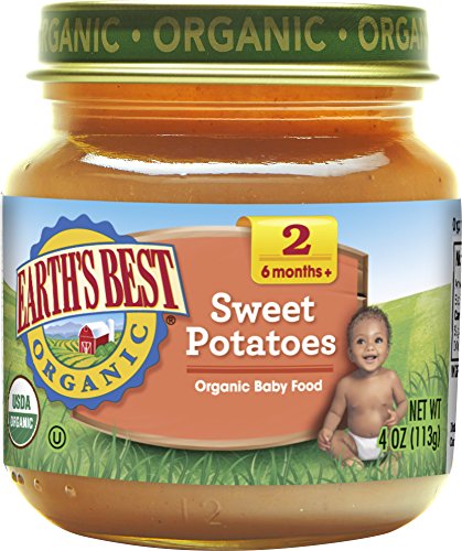 Earth's Best Organic Stage 2 Baby Food, Sweet Potato, 4 oz. Jar (Pack of 12)