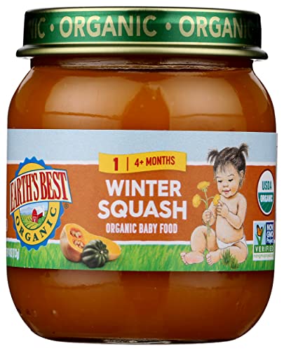 Earth's Best Organic Stage 2 Baby Food, Winter Squash, 4 oz. Jar (Pack of 12)