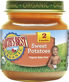 Earth's Best Organic Stage 2 Baby Food, Sweet Potato, 4 oz. Jar (Pack of 12)