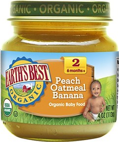 Earth's Best Organic Stage 2 Baby Food, Peach Oatmeal Banana, 4 oz. Jar (Pack of 12)