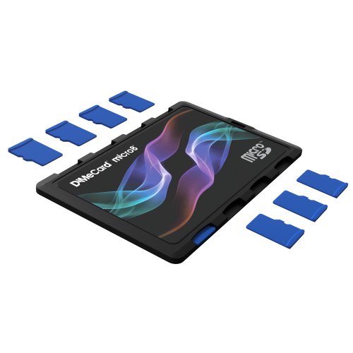 DiMeCard micro8 microSD Memory Card Holder - Color Wave Edition (Ultra Thin Credit Card Size case, writable Label)