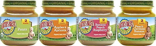 Book Cover Earth's Best Organic Stage 2 Baby Food, Favorite Fruits Variety Pack, 4 oz. Jar (12 Count)
