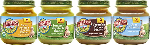 Book Cover Earth's Best Organic Stage 2 Baby Food, Delicious Din Din Variety Pack, 4 oz. Jar (12 Count)