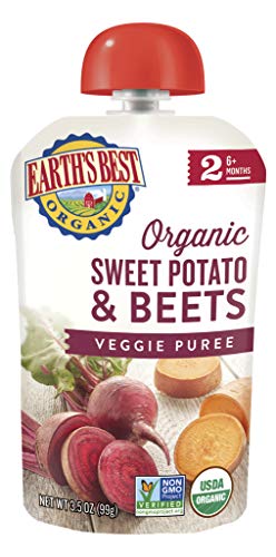 Earth's Best Organic Stage 2 Baby Food, Sweet Potato and Beets, 3.5 oz. Pouch (Pack of 12)