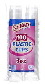 Settings [100 Cups] 3 Oz Clear Plastic Disposable Reusable Cups for Drinking, Bathroom, Rinsing, Tests, Medication, Party, Home, Office, Water, Juice, 1 Pack