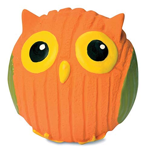 HuggLeHOUNDS Ruff-Tex Squeaky Tough Dog Chew Toy All Natural, Owl, Small