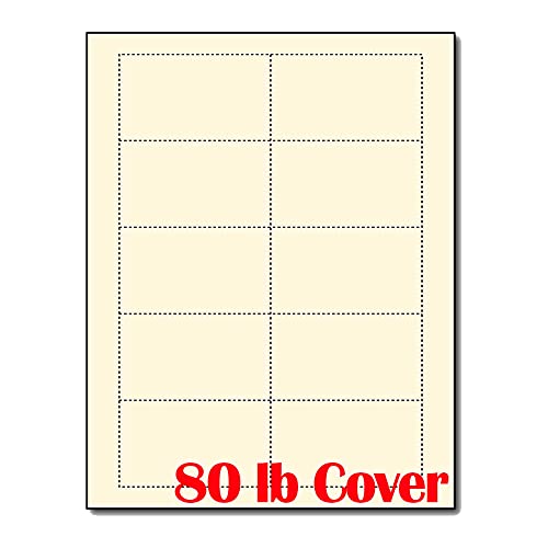 Book Cover Heavyweight 80lb Off White/Cream Blank Business Cards - Laser & Inkjet (100 Sheets / 1000 Business Cards)