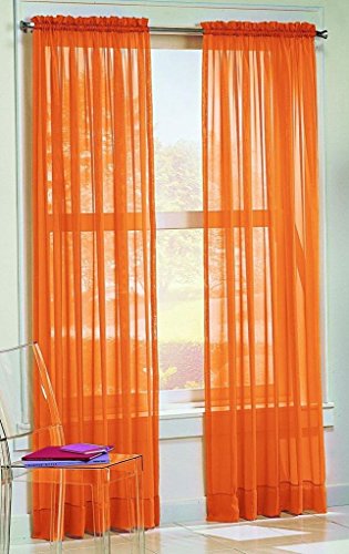 Dreamkingdom - Solid Orange Sheer Curtains/Drape/Panels/Treatment 58"x84" (Pack of 2)